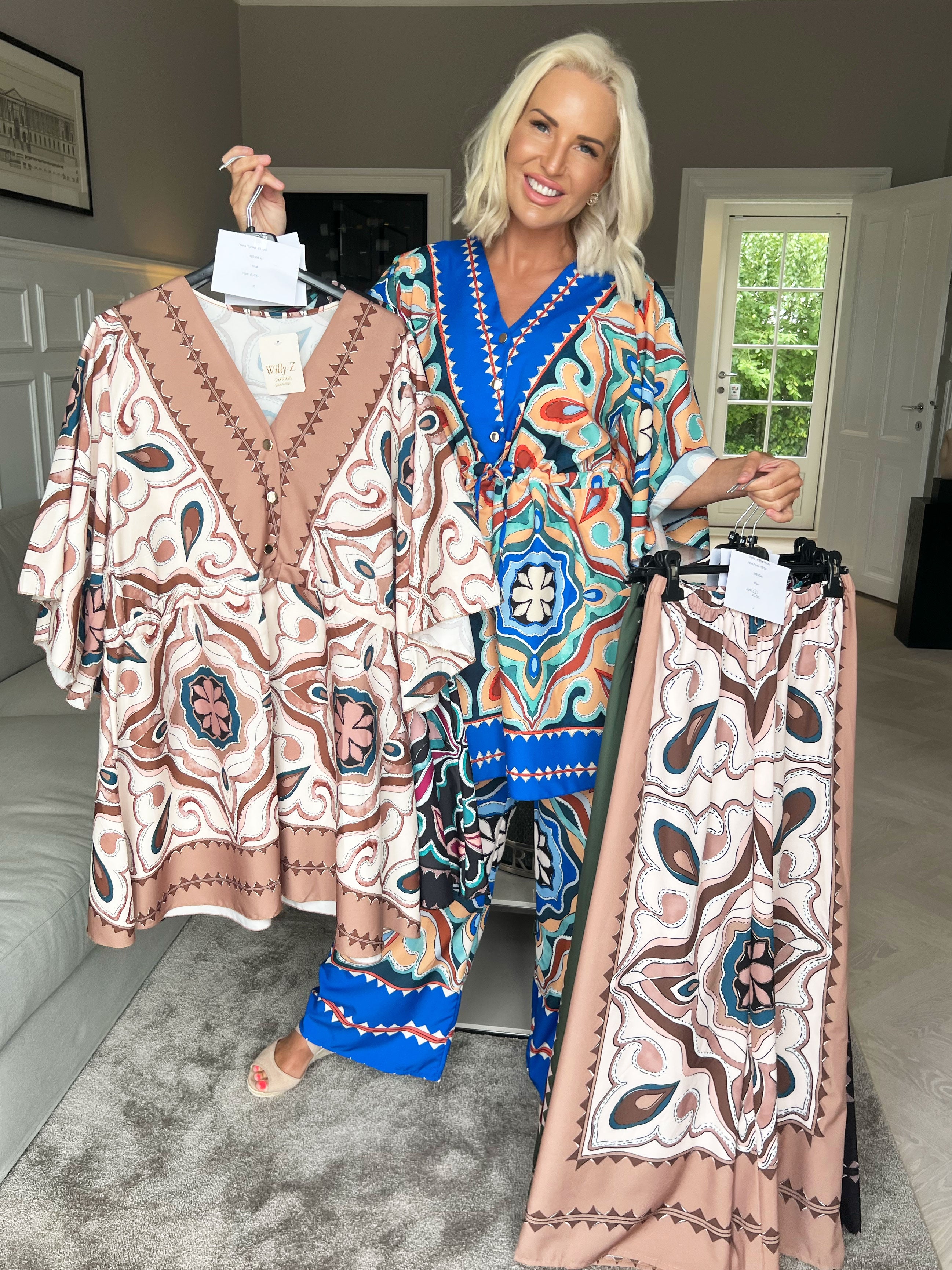 Yeva Tunika - Lang mønstret tunika med bindebånd